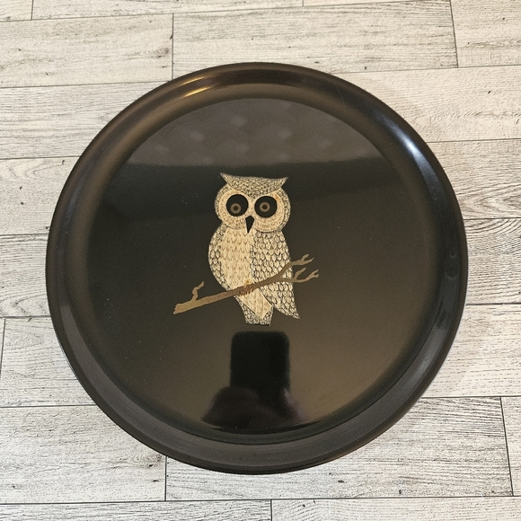 Couroc of Monterey Vintage 10.5" Owl Tray With Label - Picture 1 of 9